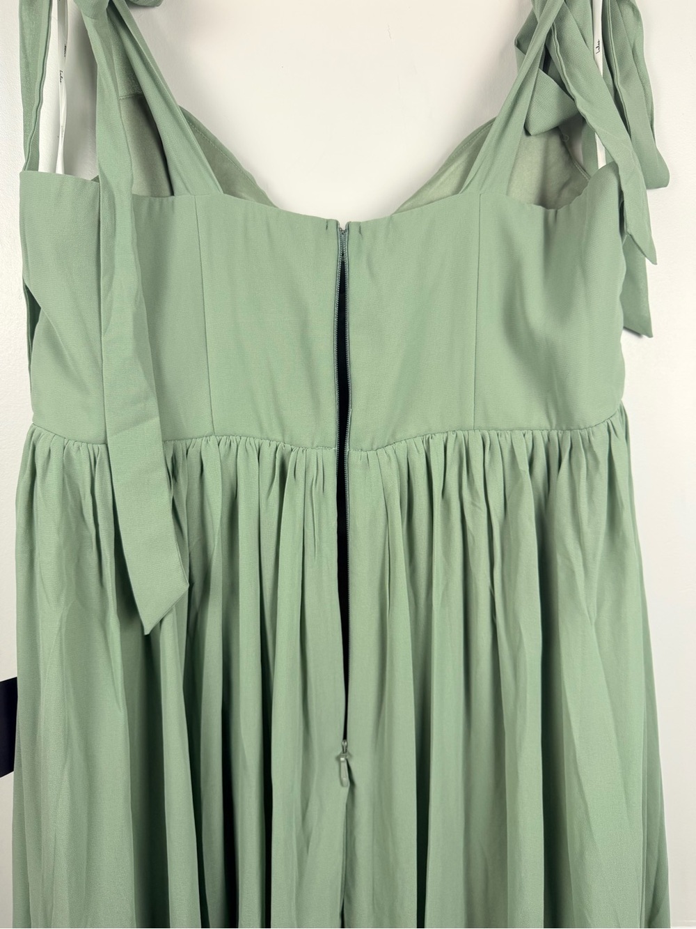 Lulus Radiant Charisma Sage Brush Chiffon Ruched Tie-Strap Maxi Dress XL Sage - Picture 9 of 12